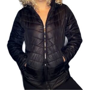 Black Spyder Puffer Coat minimalist Jacket Size XL Youth/Small Adult streetwear